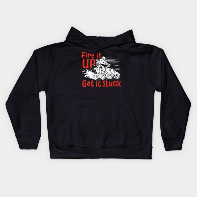 ATV QUAD RIDING: Fire It Up Kids Hoodie by woormle